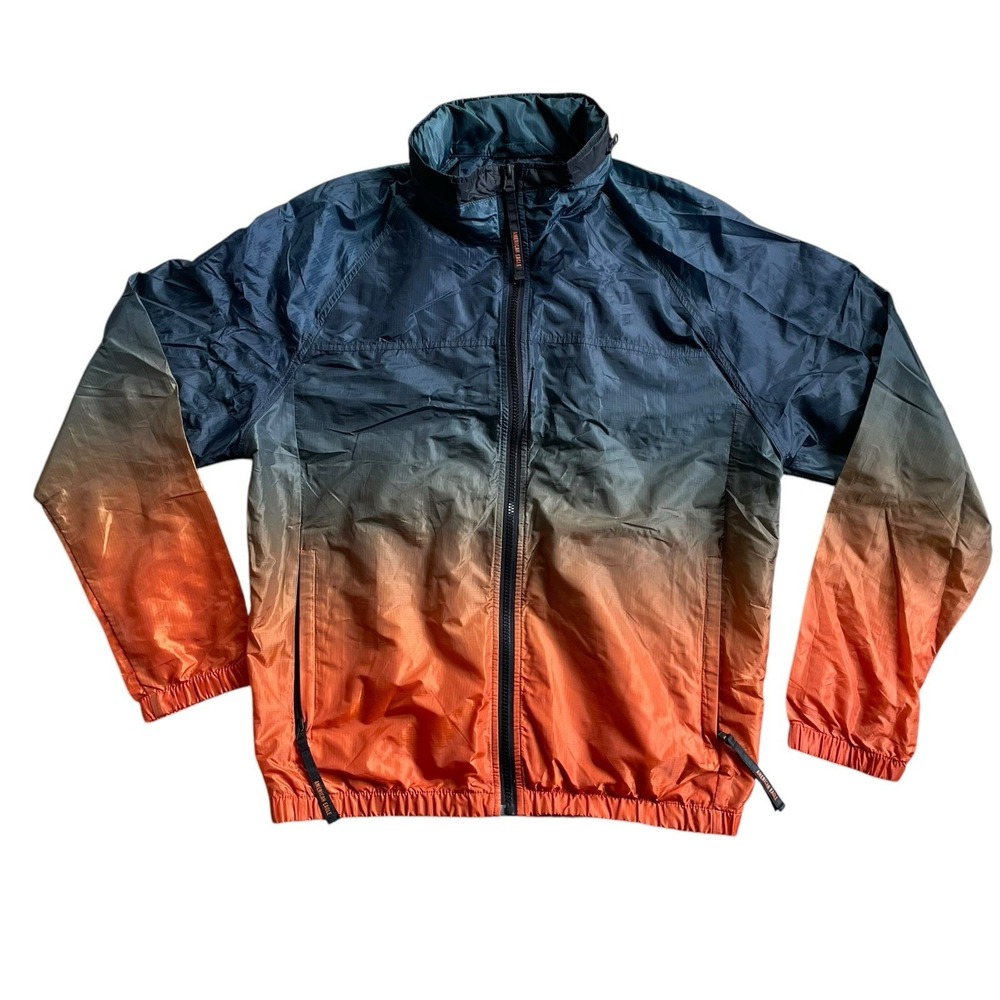 American Eagle Performance mens size small hooded windbreaker ombre orange blue